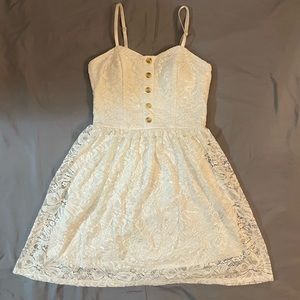 White Lace Button Dress